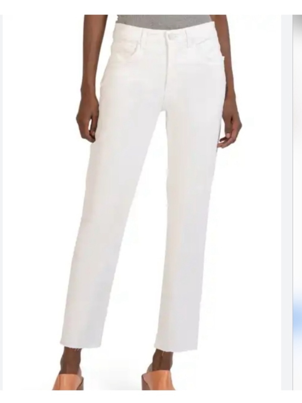 KUT from the Kloth Nikki Mid Rise Ankle Flare Jeans White Sz 14